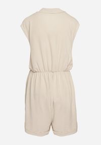 Born2be - Beżowy Kombinezon z Nakładkowym Dekoltem i Gumką w Talii Nansaliah. Kolor: beżowy #5