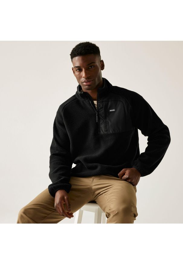 Regatta - Polar męski z suwakiem 1/2 Frankie Borg. Kolor: czarny. Materiał: polar. Sport: turystyka piesza