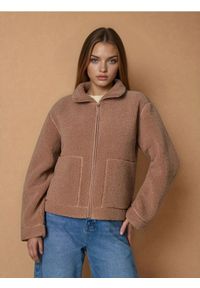 Sinsay - Bluza sherpa - brązowy. Kolor: brązowy