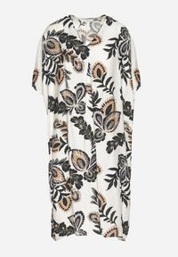 Born2be - Ciemnozielona Sukienka z Lnem i Wiskozą Ozdobiona Cyrkoniami Sadelune. Okazja: na co dzień. Typ kołnierza: dekolt w serek. Kolor: zielony. Materiał: len, wiskoza. Wzór: aplikacja. Styl: klasyczny, casual, elegancki #2