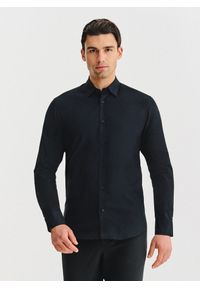Pako Lorente - PAKO LORENTE – Czarna bawełniana koszula męska. Kolor: czarny. Materiał: bawełna. Długość rękawa: długi rękaw. Długość: długie. Wzór: gładki #1