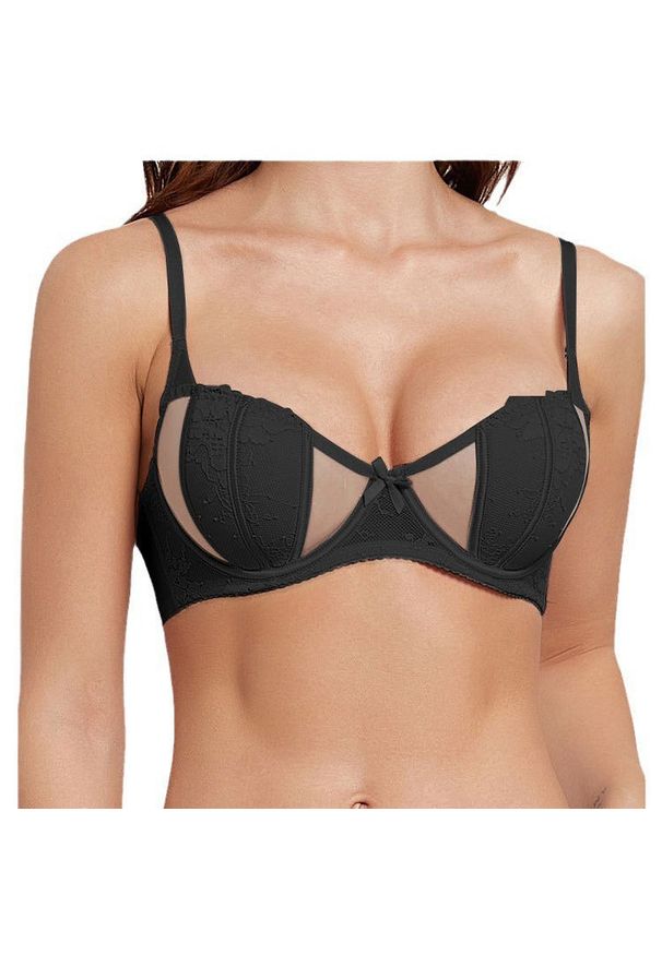 Intica - Biustonosz francuski z eleganckim krojem Anjali. Kolor: czarny. Materiał: materiał