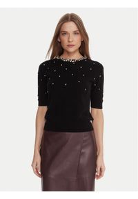 KAOS Sweter RI1KT021 Czarny Regular Fit. Kolor: czarny. Materiał: wełna