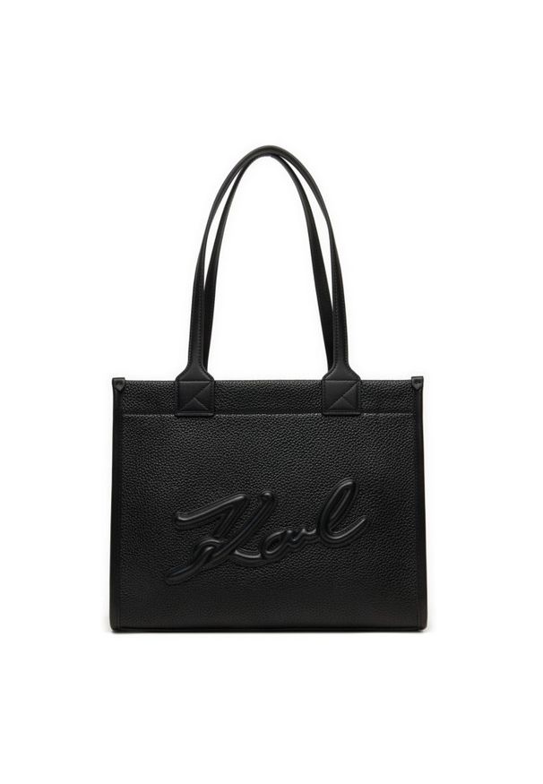Karl Lagerfeld - KARL LAGERFELD Czarna torebka damska Md Tote Grainy. Kolor: czarny. Materiał: skórzane. Styl: elegancki, klasyczny