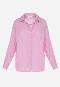 Born2be - Różowa Asymetryczna Koszula z Przezroczystej Tkaniny Camillah. Kolor: różowy. Materiał: tkanina. Długość: długie