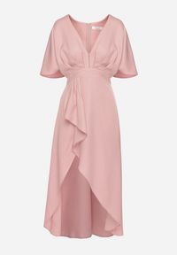 Born2be - Różowa Koktajlowa Sukienka Vices o Asymetrycznym Kroju z Falbanką Finexia. Okazja: na ślub cywilny, na wesele, na imprezę. Kolor: różowy. Wzór: aplikacja. Typ sukienki: asymetryczne. Styl: wizytowy #5