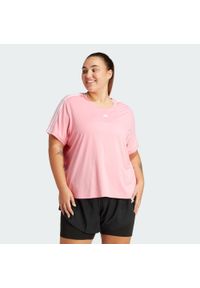 Adidas - AEROREADY Train Essentials 3-Stripes Tee (Plus Size). Kolekcja: plus size. Kolor: wielokolorowy, biały, różowy. Materiał: materiał. Sport: fitness