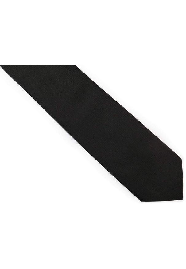 Adam Collection - Czarny krawat męski, strukturalny materiał D287. Kolor: czarny. Materiał: materiał. Wzór: gładki