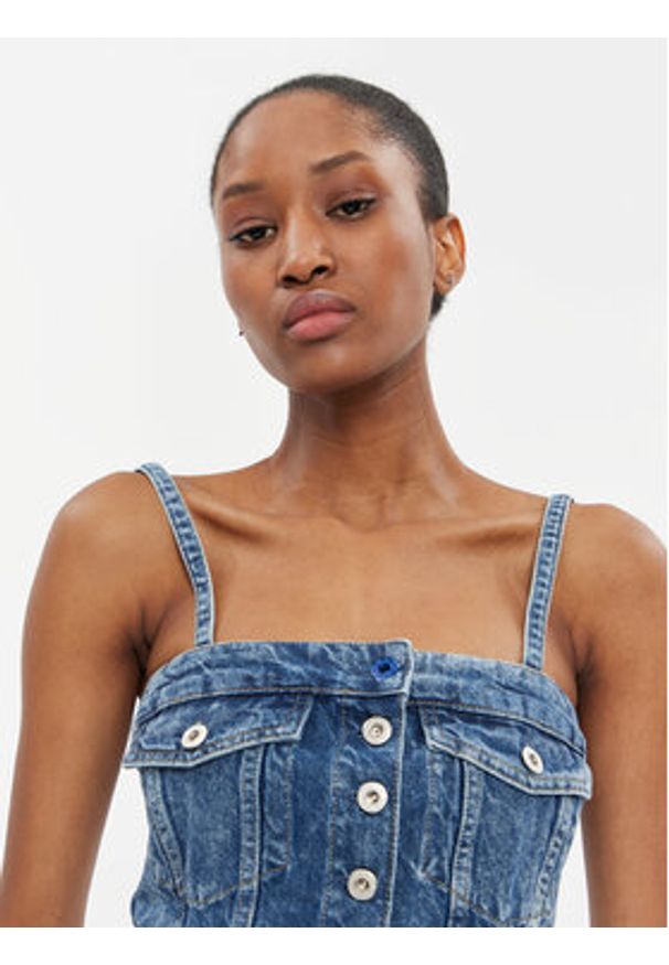 Karl Lagerfeld Jeans Top 241J1600 Niebieski Slim Fit. Kolor: niebieski. Materiał: bawełna