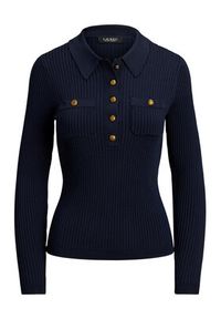 Lauren Ralph Lauren - LAUREN RALPH LAUREN Sweter 200P03459001 Granatowy Slim Fit. Kolor: niebieski. Materiał: wiskoza #5