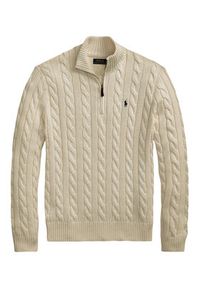 Polo Ralph Lauren Sweter 710810841015 Beżowy Regular Fit. Typ kołnierza: polo. Kolor: beżowy. Materiał: bawełna #5