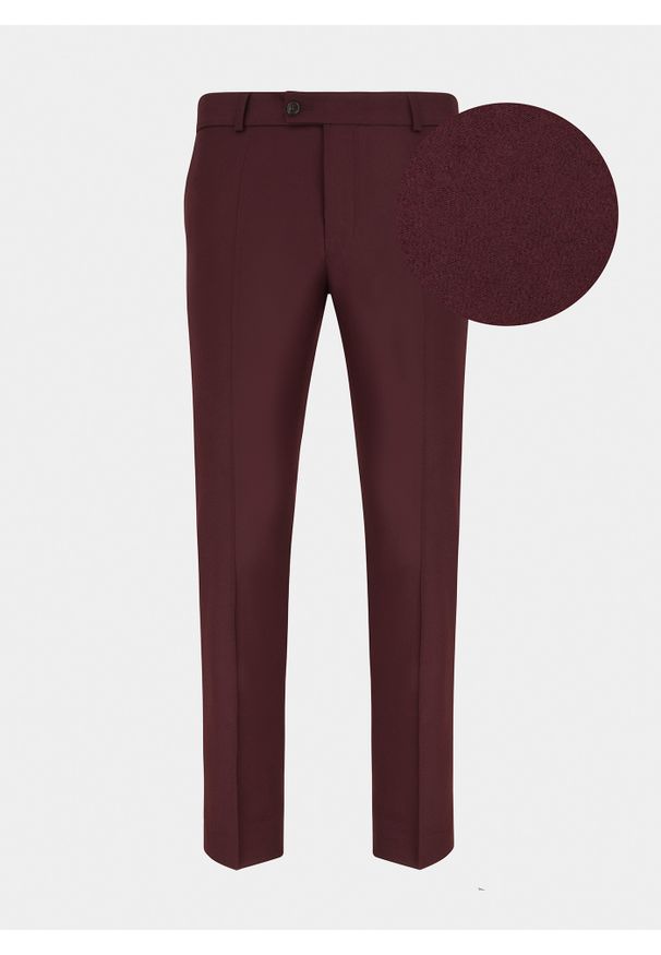 Pako Lorente - PAKO LORENTE – Bordowe spodnie garniturowe P21WP-6G-036-D-S. Kolor: czerwony. Materiał: wełna