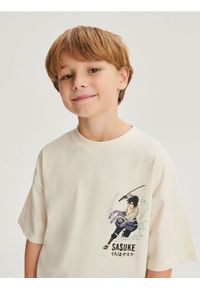 Reserved - T-shirt Naruto - złamana biel. Materiał: bawełna, dzianina