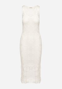 Born2be - Biała Sukienka Bodycon z Ażurowej Dzianiny z Halką w Komplecie Willowas. Okazja: na co dzień. Kolor: biały. Materiał: dzianina. Wzór: ażurowy. Typ sukienki: bodycon. Styl: casual, elegancki #3