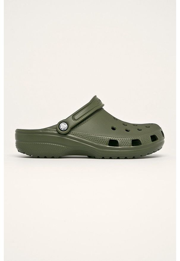 Crocs klapki Classic męskie kolor zielony 10001. Nosek buta: okrągły. Kolor: zielony. Materiał: materiał, guma. Wzór: gładki
