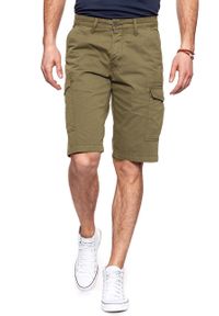 Wrangler - KRÓTKIE SPODENKI WRANGLER CARGO SHORT DUFFLEBAG GREEN W15DVD15U. Materiał: bawełna. Długość: krótkie. Wzór: moro. Styl: militarny #7