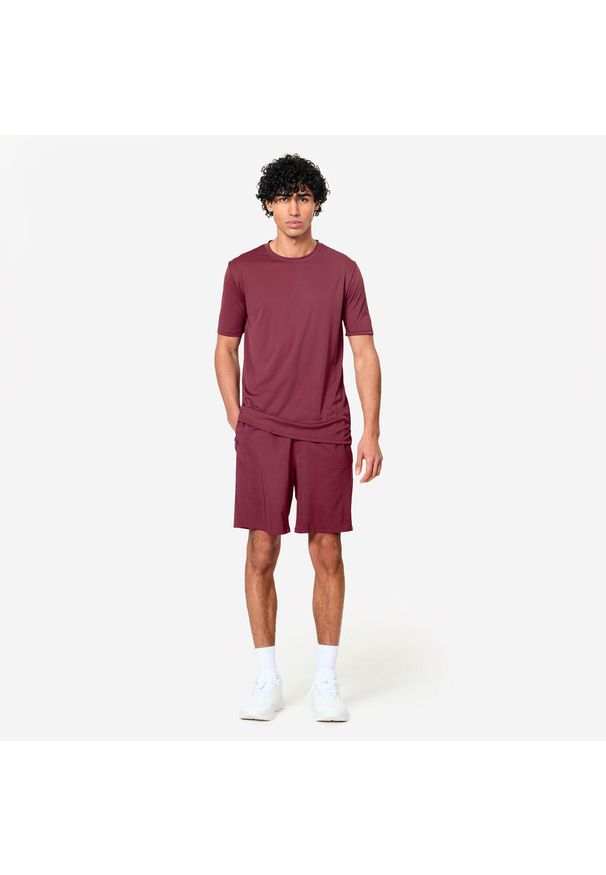 DOMYOS - Spodenki fitness cardio męskie Domyos. Kolor: fioletowy. Materiał: poliester, elastan, materiał. Sport: fitness