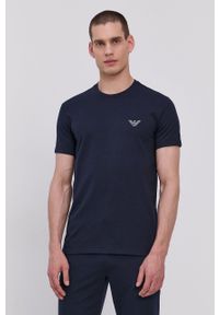 Emporio Armani Underwear - Emporio Armani T-shirt piżamowy 110853.1P566 kolor granatowy wzorzysta. Kolor: niebieski. Materiał: dzianina #3