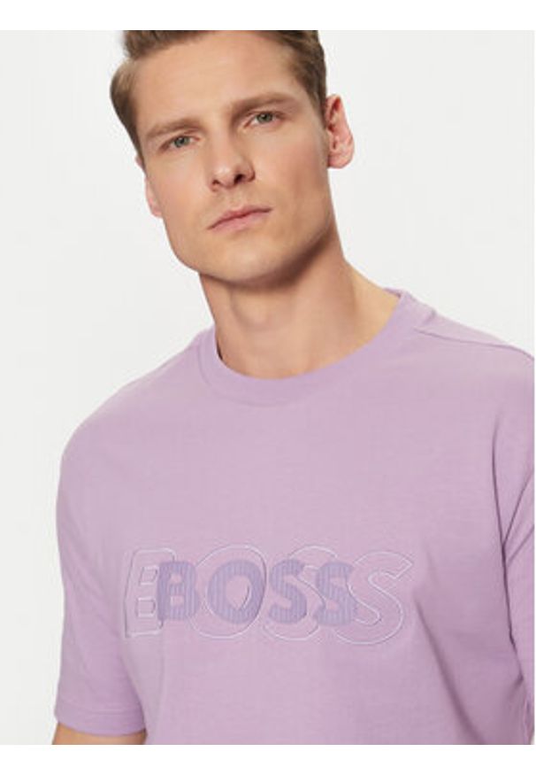 BOSS T-Shirt 50531271 Fioletowy Regular Fit. Kolor: fioletowy. Materiał: bawełna