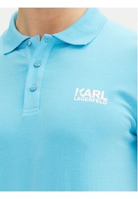 Karl Lagerfeld - KARL LAGERFELD Polo 745088 552235 Błękitny Regular Fit. Typ kołnierza: polo. Kolor: niebieski. Materiał: bawełna