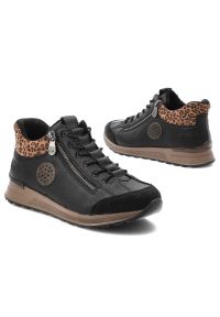 Czarne Sneakersy Rieker Ocieplane Obuwie Damskie. Okazja: na co dzień. Zapięcie: zamek. Kolor: czarny. Materiał: skóra ekologiczna. Styl: casual, klasyczny, sportowy #4