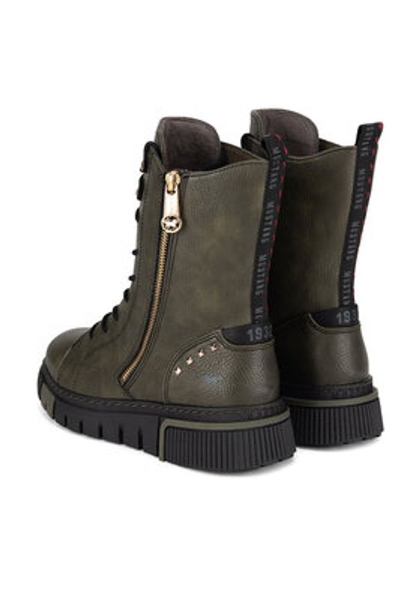 Mustang Botki 1502-502 Khaki. Kolor: brązowy. Materiał: materiał