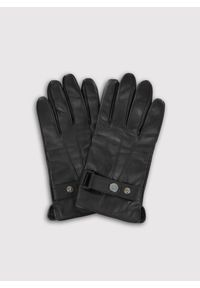 Pako Lorente - PAKO LORENTE - Czarne rękawiczki męskie z regulacją. Kolor: czarny. Materiał: skóra, poliester #1