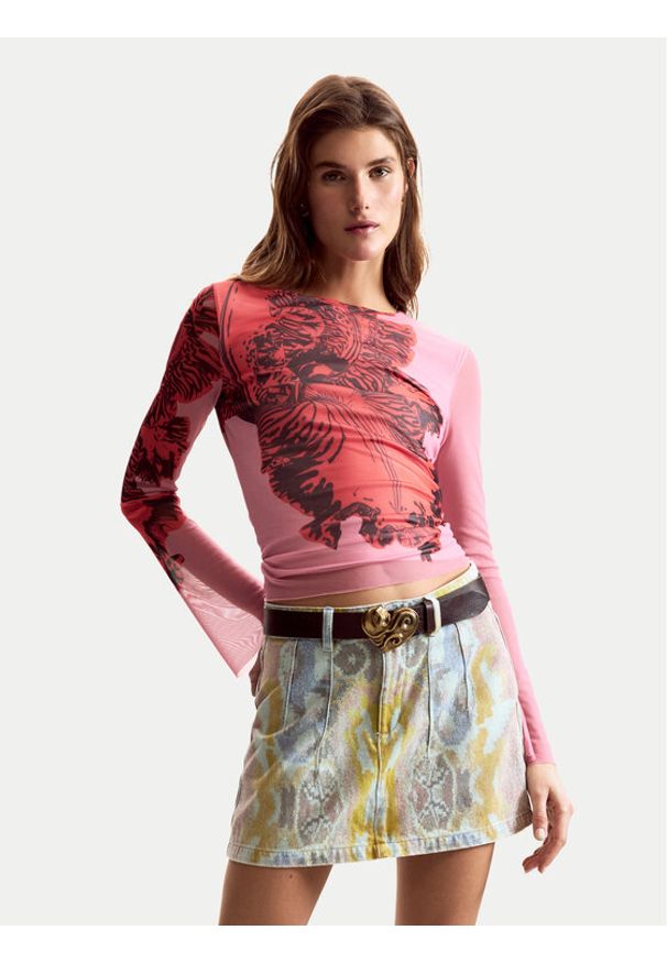 Desigual Bluzka Orchid Lacroix 26SWTK50 Różowy Slim Fit. Kolor: różowy. Materiał: syntetyk