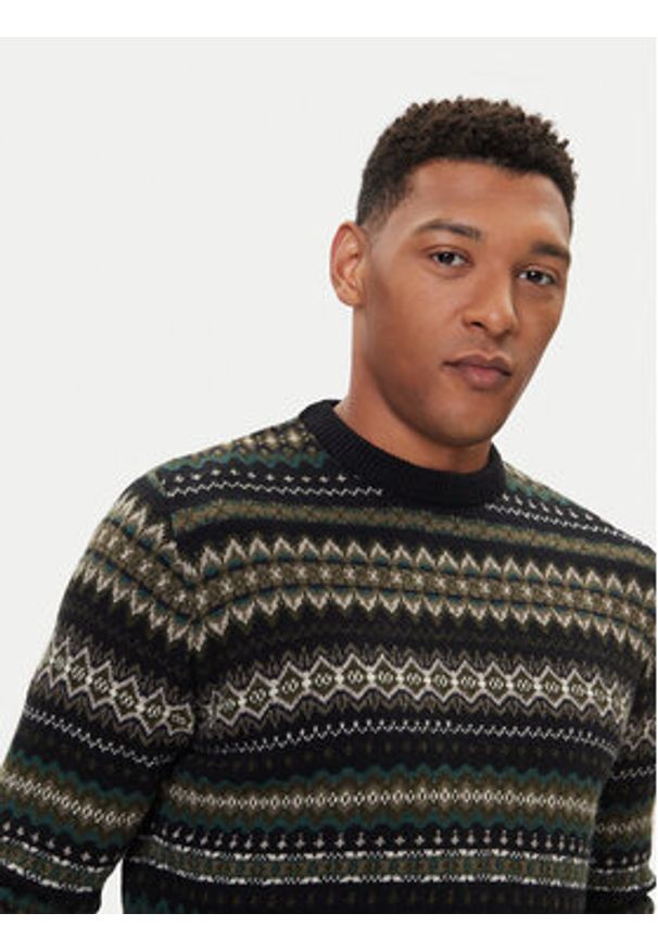 Barbour Sweter Case Fair MKN1027BK52 Czarny Regular Fit. Kolor: czarny. Materiał: wełna