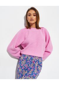 ISABEL MARANT - Różowy wełniany sweter Billie. Kolor: fioletowy, różowy, wielokolorowy. Materiał: wełna. Długość rękawa: długi rękaw. Długość: długie