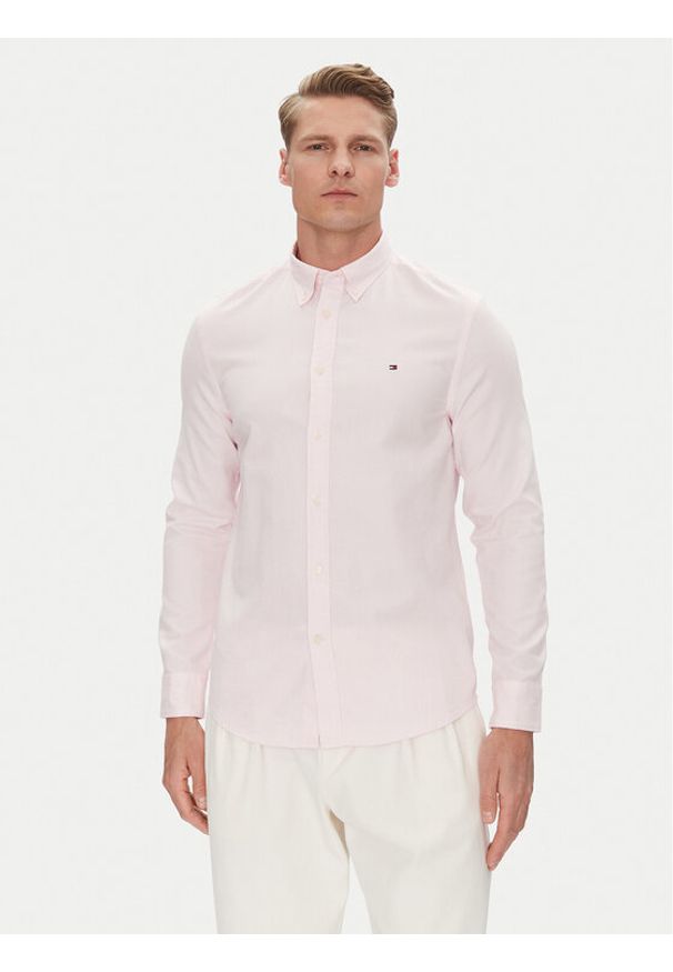 TOMMY HILFIGER - Tommy Hilfiger Koszula MW0MW38556 Różowy Slim Fit. Kolor: różowy. Materiał: bawełna