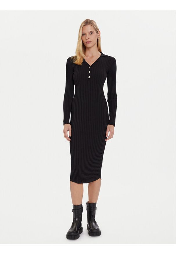 Morgan Sukienka dzianinowa 252-RMEXAS Czarny Slim Fit. Kolor: czarny. Materiał: syntetyk