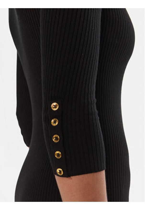 Elisabetta Franchi Sukienka dzianinowa AM-23B-56E2-V390 Czarny Slim Fit. Kolor: czarny. Materiał: lyocell