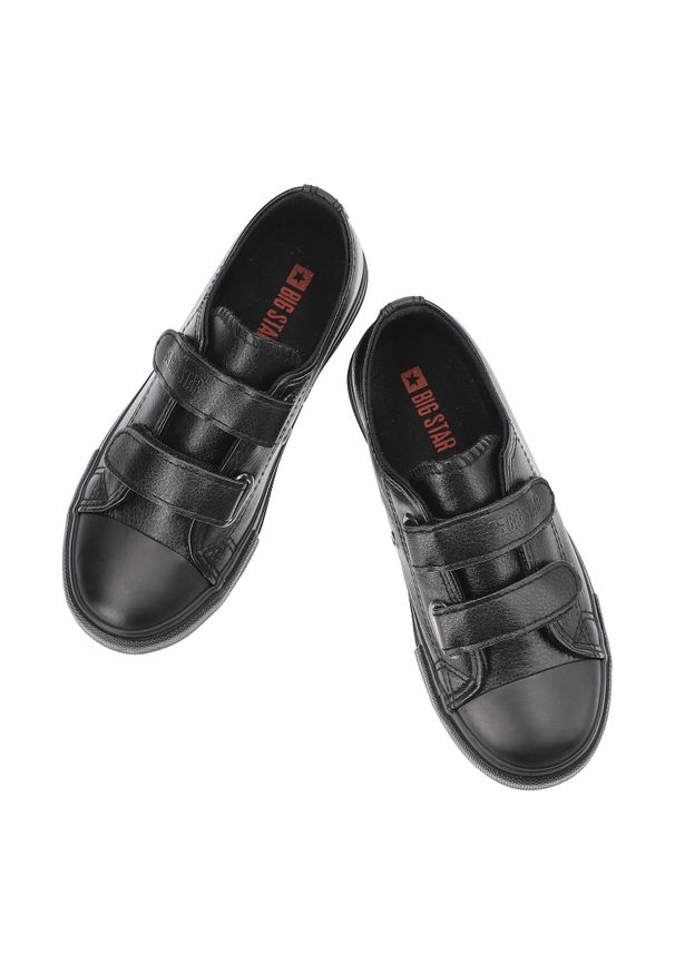 Big-Star - Czarne Trampki Big Star Buty Na Rzepy. Okazja: na co dzień, na uczelnię, na spacer. Zapięcie: rzepy. Kolor: czarny. Materiał: guma, materiał. Styl: klasyczny, elegancki, casual