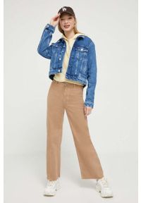 Tommy Jeans bluza damska kolor żółty z kapturem z nadrukiem. Typ kołnierza: kaptur. Kolor: żółty. Materiał: bawełna, dzianina. Długość rękawa: długi rękaw. Długość: długie. Wzór: nadruk #4