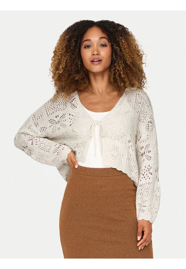 only - ONLY Kardigan Beach 15257604 Biały Regular Fit. Kolor: biały. Materiał: syntetyk