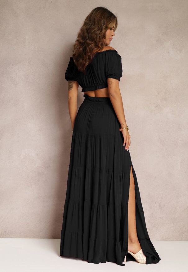 Renee - Czarny 2-częściowy Komplet z Wiskozy w Hiszpańskim Stylu Avasa. Kolor: czarny. Materiał: wiskoza