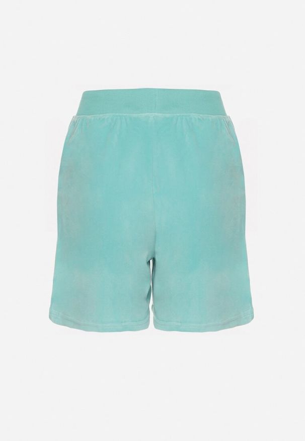 Born2be - Jasnozielone Welurowe Szorty Ozdobione Wiązaniem Ralladia. Okazja: na spacer, na co dzień. Kolor: zielony. Materiał: welur. Wzór: aplikacja. Styl: casual