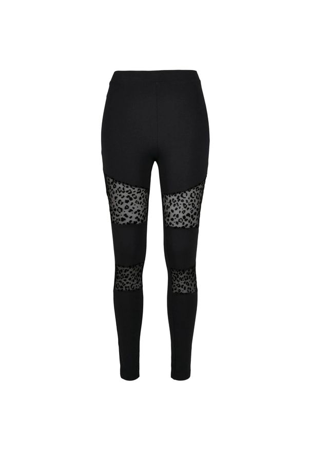Urban Classics - Legginsy Damskie Z Siateczkowym Nadrukiem Flock. Kolor: czarny. Wzór: nadruk. Sport: turystyka piesza