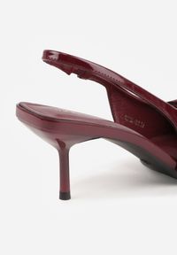 Renee - Bordowe Sandały Vices na Szpilce Slingback Ozdobione Kokardą Nilendria. Okazja: na imprezę. Kolor: czerwony. Wzór: aplikacja. Sezon: lato. Obcas: na szpilce. Styl: elegancki #3