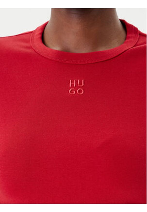 Hugo - HUGO Bluzka Dafilomena_3 50518378 Czerwony Slim Fit. Kolor: czerwony. Materiał: bawełna