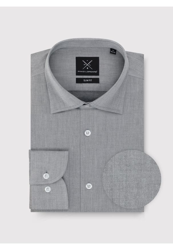 Pako Lorente - PAKO LORENTE – Bawełniana koszula męska w kolorze szarym. Kolor: szary. Materiał: bawełna. Długość rękawa: długi rękaw. Długość: długie. Wzór: gładki
