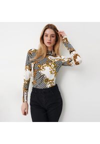 Mohito - Wzorzysta bluzka ze stójką - Biały. Typ kołnierza: kołnierzyk stójkowy. Kolor: biały #1