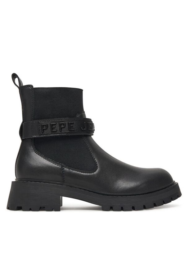 Pepe Jeans Botki Stacy Glow W PLS500026 Czarny. Kolor: czarny. Materiał: skóra, syntetyk