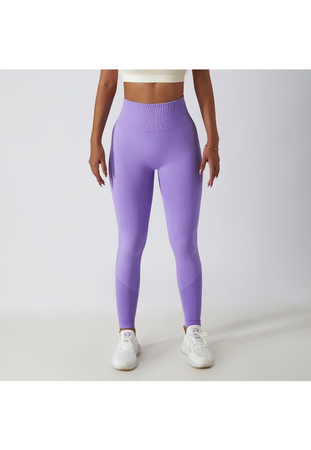 Intica - Legginsy treningowe modelujące sylwetkę z wysokim stanem Gulli. Stan: podwyższony. Kolor: fioletowy. Materiał: tkanina. Sport: fitness