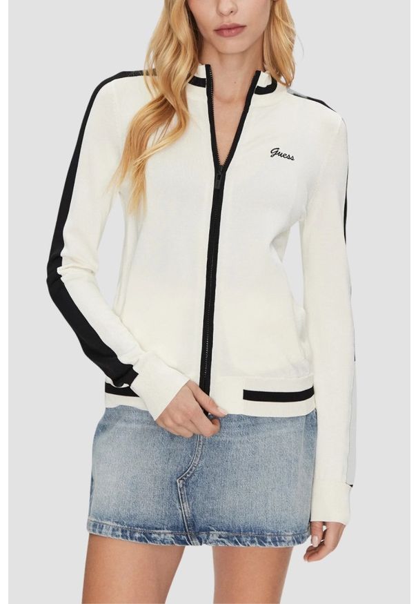 Guess - GUESS Beżowa bluza damska rozpinana Full. Kolor: beżowy