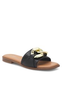 DeeZee Klapki LS6115-01 Czarny. Kolor: czarny. Materiał: skóra