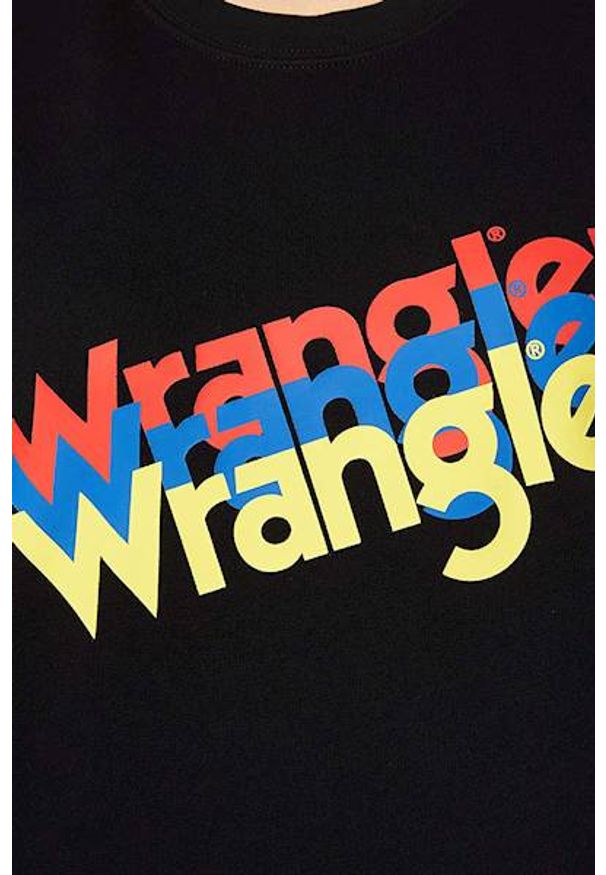 Wrangler - DAMSKA BLUZA MATERIAŁOWA WRANGLER CREW SWEAT BLACK W6Z2HA100 112130860. Materiał: materiał