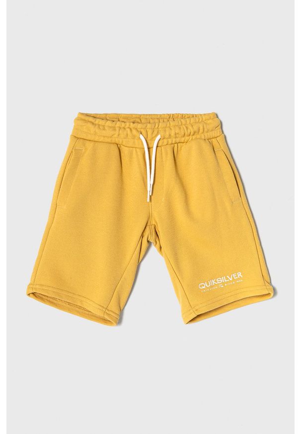 Quiksilver Szorty dziecięce kolor żółty regulowana talia. Okazja: na co dzień. Kolor: żółty. Materiał: dzianina. Wzór: aplikacja. Styl: casual