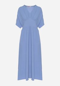 Born2be - Niebieska Sukienka z Bawełną i Górą w Stylu Nietoperza Filenia. Okazja: na co dzień. Kolor: niebieski. Materiał: bawełna. Styl: casual #4